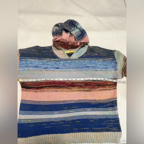 OVLA Boho Striped Hooded Knit Sweater XL Anthropologie Style - Picture 7 of 8